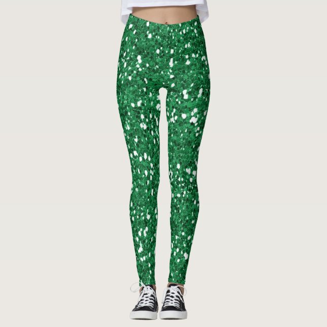Grüner Glitter Leggings (Vorderseite)
