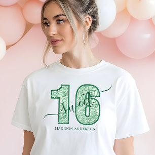 Grüner Glitter-Schriftzug Sweet 16 Geburtstag Tri-Blend Shirt