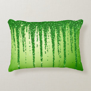 Grüner Glitter-Tropfenhintergrund mit Funkeln Dekokissen