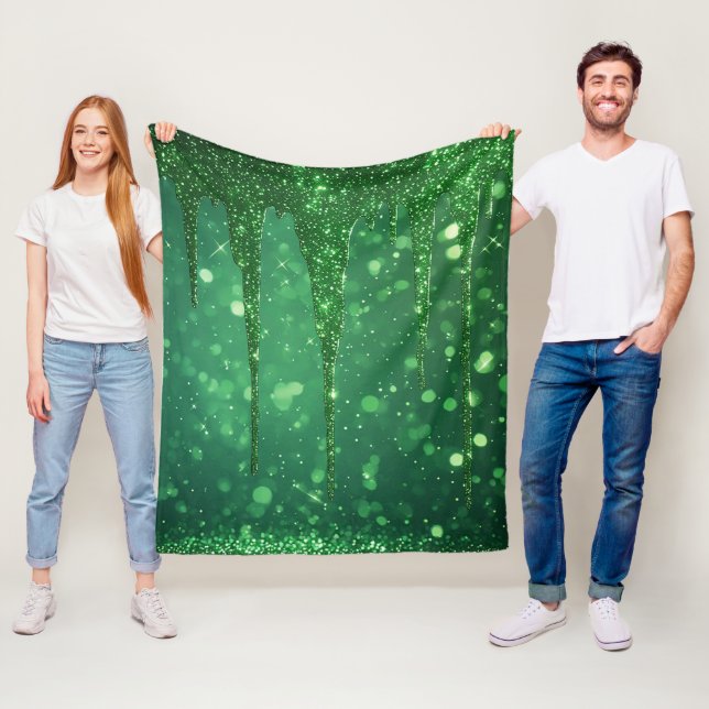 Grüner Glitter-Tropfenhintergrund mit funkelndem B Fleecedecke (Beispiel)