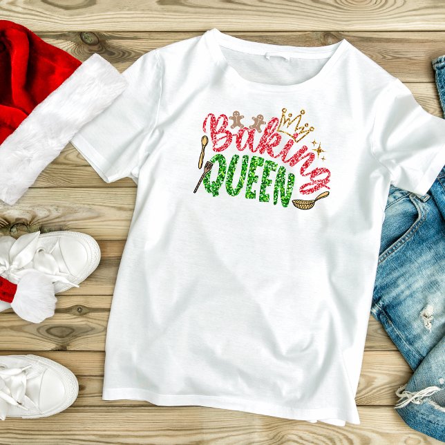Grüner Glitzer Backen Königin Personalisiert Blend T-Shirt (Von Creator hochgeladen)