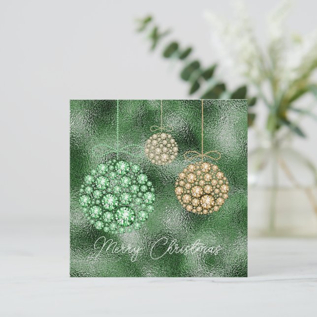 Grüner Glitzer Elegantes Weihnachtsfest Party Einladung (Stehend Vorderseite)