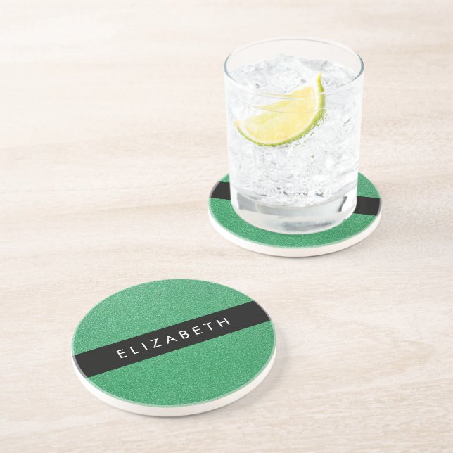 Grüner Glitzer, Hintergrund des Glitzer, Ihr Name Getränkeuntersetzer (Seite)