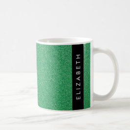 Grüner Glitzer, Hintergrund des Glitzer, Ihr Name Kaffeetasse