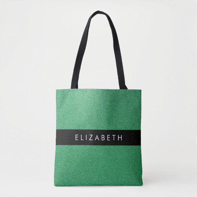 Grüner Glitzer, Hintergrund des Glitzer, Ihr Name Tasche (Vorderseite)