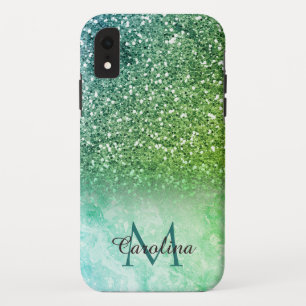 Grüner Glitzer, Marmor, Personalisiert Case-Mate iPhone Hülle