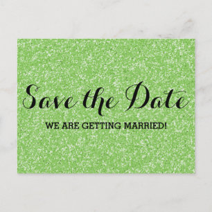 Grüner Glitzer Save the Date Postkarte