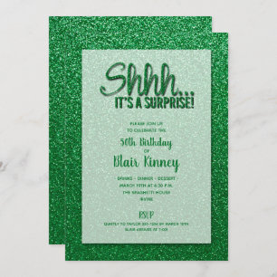Grüner Glitzer ÜBERRASCHEN Geburtstag Einladung