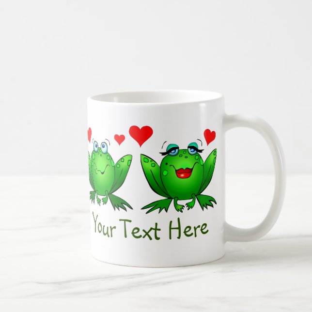 Grüner glücklicher Cartoon Frogs Rette den Sumpf Kaffeetasse (Rechts)