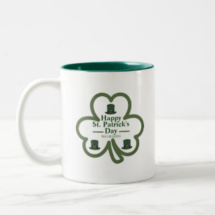 Grüner Glücksklee Schriftzug St. Patrick's Day Zweifarbige Tasse