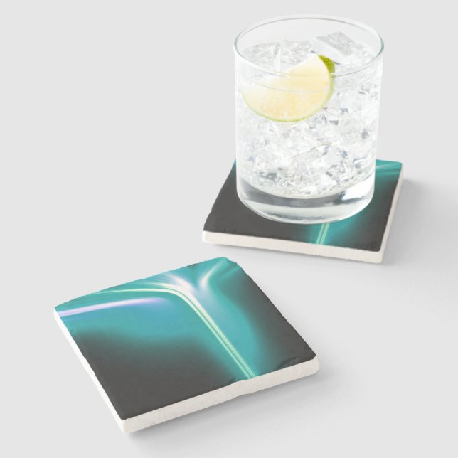 Grüner, glühender Wasserfall von Light Drink Unter Steinuntersetzer (Seitenansicht)