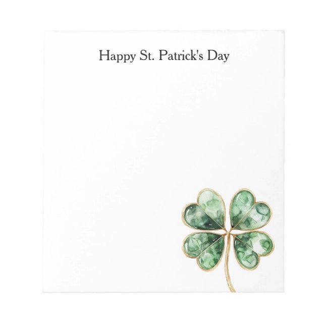 Grüner Goldener Shamrock St. Patrick's Day Notizblock (Vorderseite)