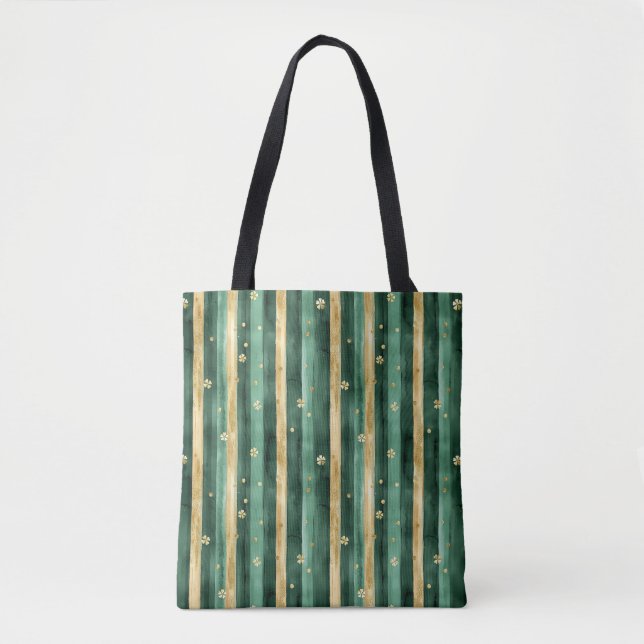 Grüner Goldener Shamrock St. Patrick's Day Tasche (Vorderseite)