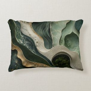 Grüner Goldmarmor-Abstrakt-Wurfkissen Jade-Kunst Dekokissen