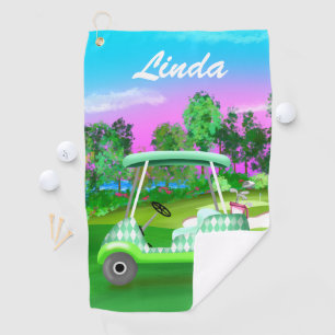 Grüner Golf-Diamant-Sonnenuntergang-Kurs Personali Golfhandtuch