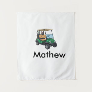 Grüner Golfwagen Name Mann Sport Junge Geschenke B Wandteppich