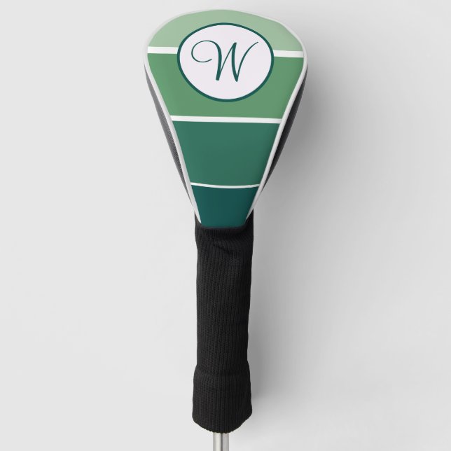 Grüner Gradient Block Modernes Monogramm Golf Headcover (Vorderseite)