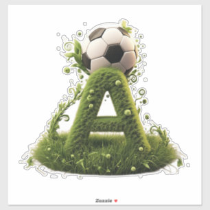 Grüner Gras-Buchstabe A-Topiarie mit Fußball Aufkleber