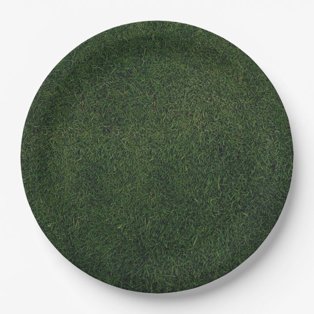 Grüner Gras Hintergrund Pappteller (Vorderseite)