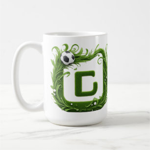 Grüner Grasbuchstabe G mit Fußball Kaffeetasse