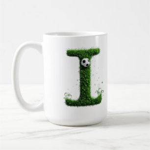 Grüner Grasbuchstabe I mit Fußball Kaffeetasse