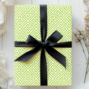 Grüner Griechischer Schlüssel-Irrgarten Geschenkpapier