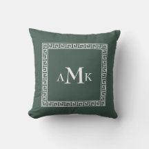 Grüner griechischer Schlüssel | Mit Monogramm Kiss