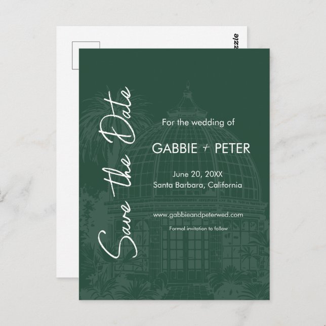 Grüner Grüner Garten Save the Date Postkarte (Vorne/Hinten)