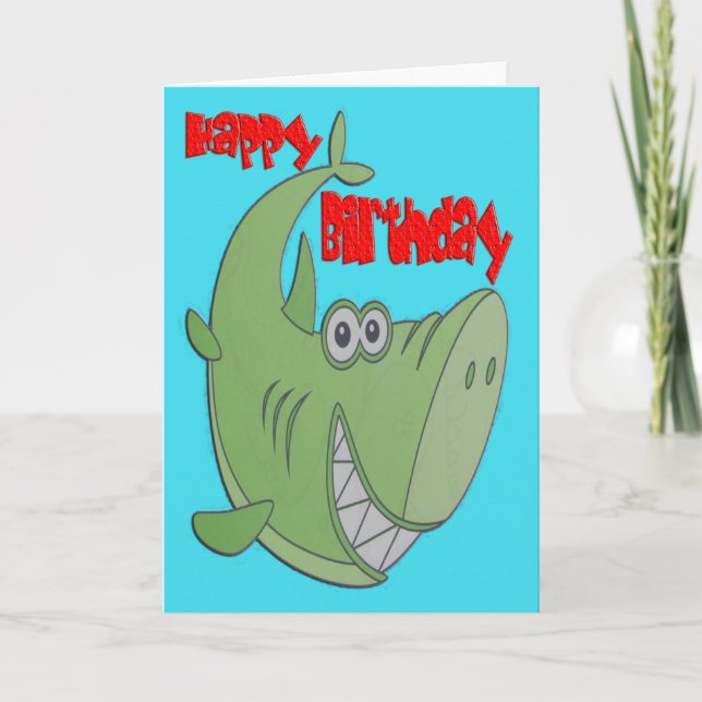 Grüner Hai Geburtstag Karte (Vorderseite)