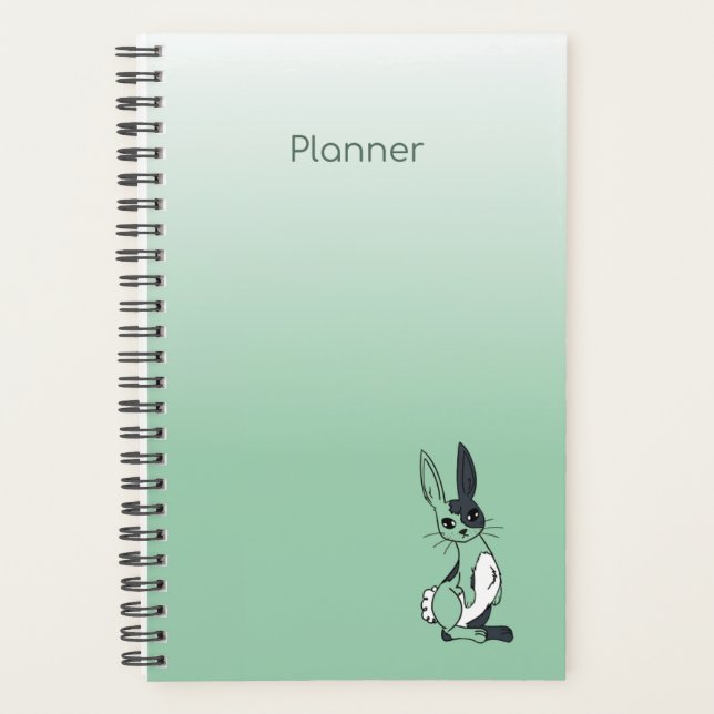 Grüner Harlekin-Hasen-Kalender Planer (Vorderseite)
