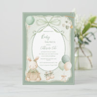Grüner Hase Kaninchen Vintage Babyparty