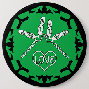 Grüner Herz Chakra "Liebe-" Libellen-Entwurf Button