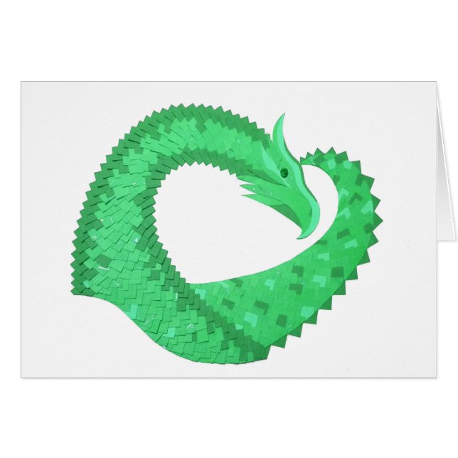 Grüner Herzdrache auf Weiß (Vorderseite (Horizontal))