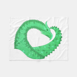 Grüner Herzdrache auf Weiß Fleecedecke