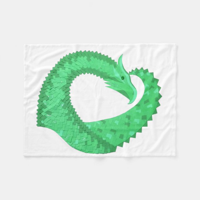 Grüner Herzdrache auf Weiß Fleecedecke (Vorderseite (Horizontal))