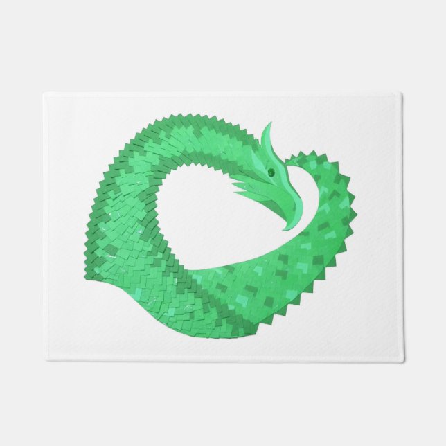 Grüner Herzdrache auf Weiß Fußmatte (Vorderseite)