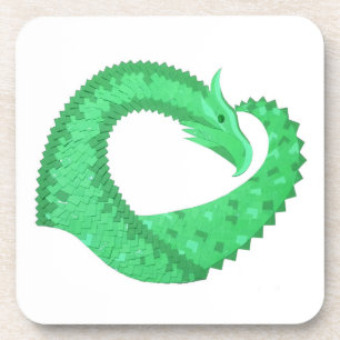 Grüner Herzdrache auf Weiß Getränkeuntersetzer