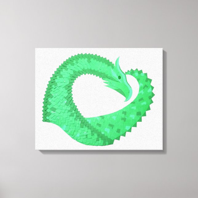 Grüner Herzdrache auf Weiß Leinwanddruck (Vorderseite)