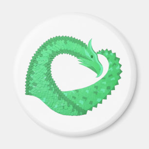 Grüner Herzdrache auf Weiß Magnet