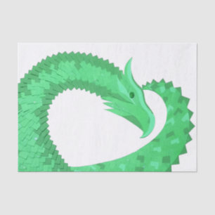 Grüner Herzdrache auf Weiß Seidenpapier