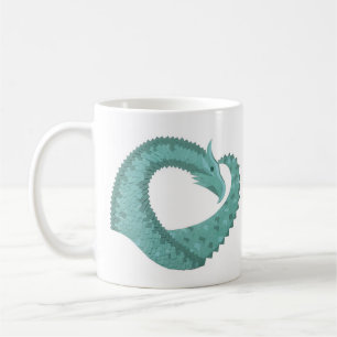Grüner Herzdrache in Weiß Kaffeetasse