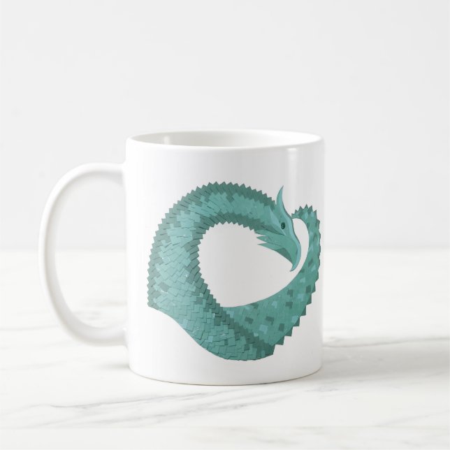 Grüner Herzdrache in Weiß Kaffeetasse (Links)