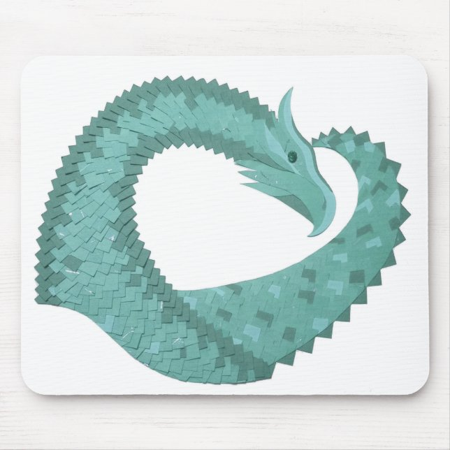 Grüner Herzdrache in Weiß Mousepad (Vorne)