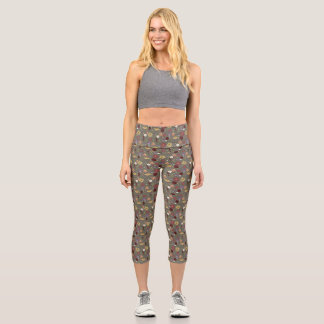 Grüner Hintergrund für die Blumenpracht im Herbst Capri Leggings