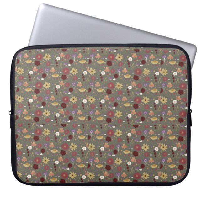 Grüner Hintergrund für die Blumenpracht im Herbst Laptopschutzhülle (Vorderseite)