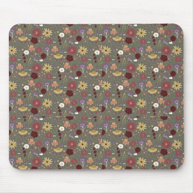 Grüner Hintergrund für die Blumenpracht im Herbst Mousepad (Vorne)