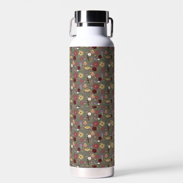 Grüner Hintergrund für die Blumenpracht im Herbst Trinkflasche (Vorne)