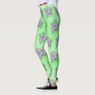 Grüner Hintergrund und Bouquet Leggings