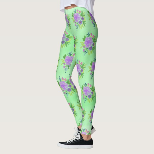 Grüner Hintergrund und Bouquet Leggings (Links)