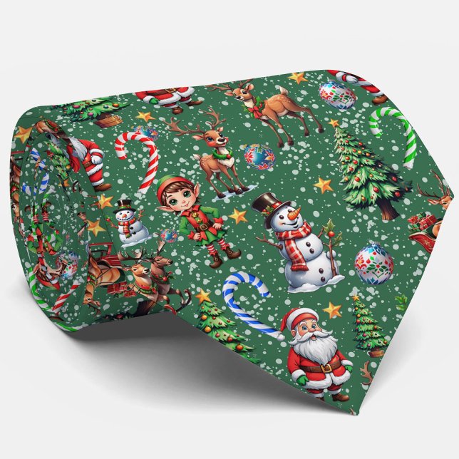 Grüner Hintergrund Weihnachtsdekorationsmuster Krawatte (Von Creator hochgeladen)